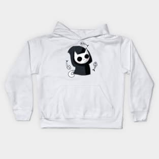 Cute grim reaper cat with fish Kids Hoodie